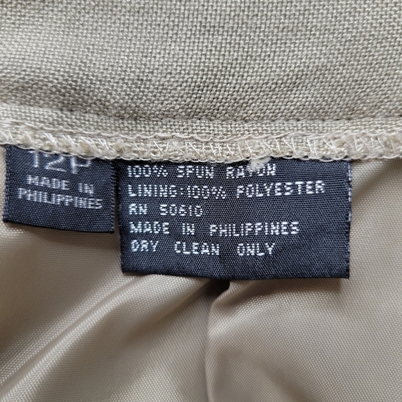 Le Suit Petite Skirt Suit Size 12P Tan Pink White Check Short Sleeve Blazer - Picture 9 of 10